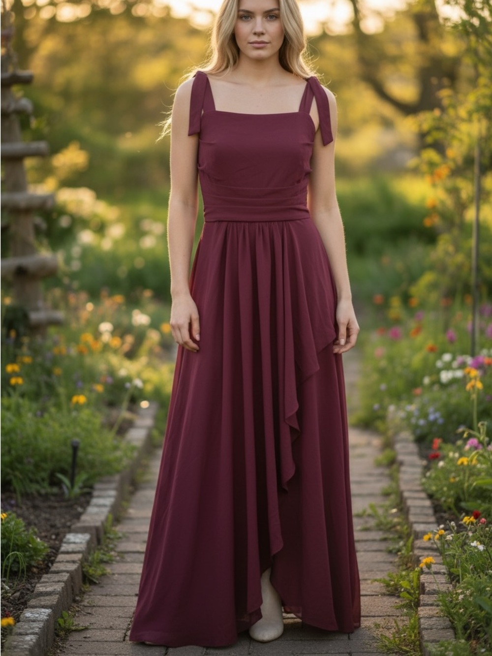 Women’s Tie Strap Dress in Deep Rose